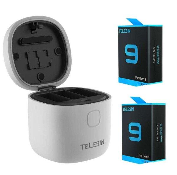 Telesin Allin Box GoPro Hero9/10 hármas akkumulátor töltő és Micro SD
olvasó + 2db akkumulátor (GP-BTR-905-GY)