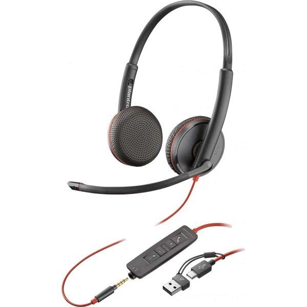 Poly Blackwire 3225 Stereo USB-C Headset +3.5mm Plug +USB-C/A Adapter (Bulk)
(209747-201) (8X229A6)