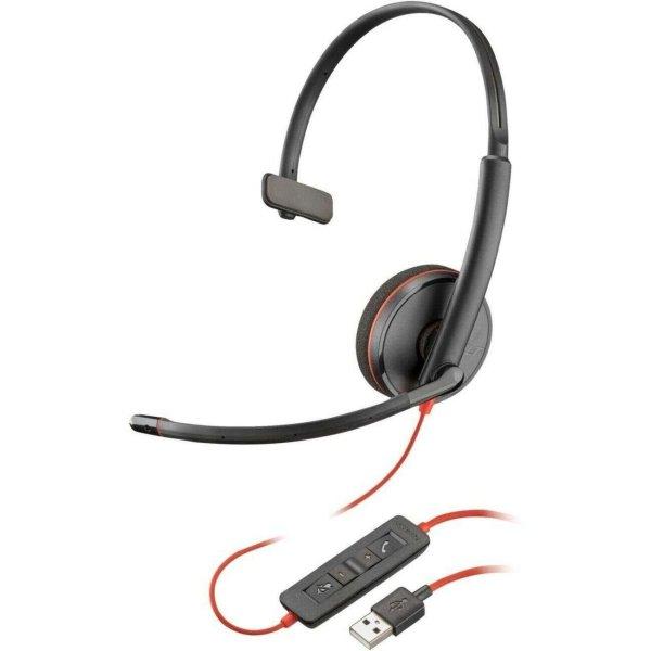 HP Poly Blackwire 3210 Vezetékes Mono Headset - Fekete/Piros (80S01AA)