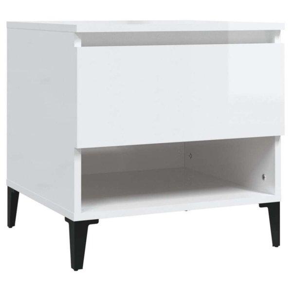 Magasfényű fehér szerelt fa kisasztal 50x46x50 cm