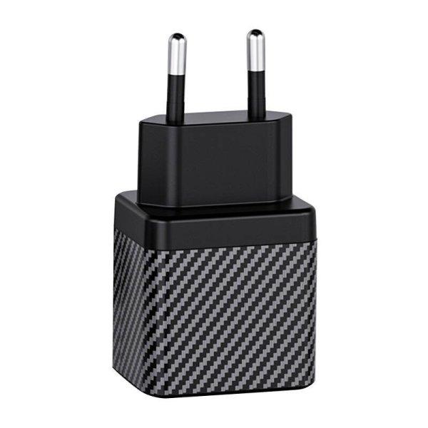 Fali töltő INVZI GaN 2x USB-C, 45W, EU (fekete)