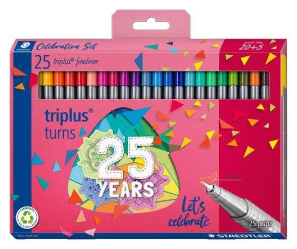 Tűfilc készlet, 0,3 mm, STAEDTLER Triplus fineliner 334, 25 különböző
szín