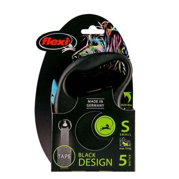 Flexi M Tape 5 m 1 kg Black Design green szalagos automata póráz - (033920)