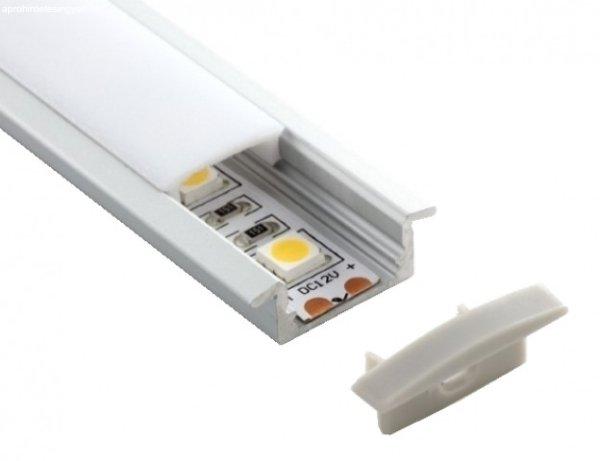 Ledprofiles Süllyeszthető aluprofil  opál fedéllel  2 méteres szál