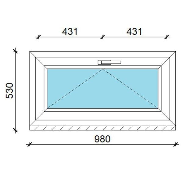 100x50 műanyag ablak, egyszárnyú, bukó Gealan