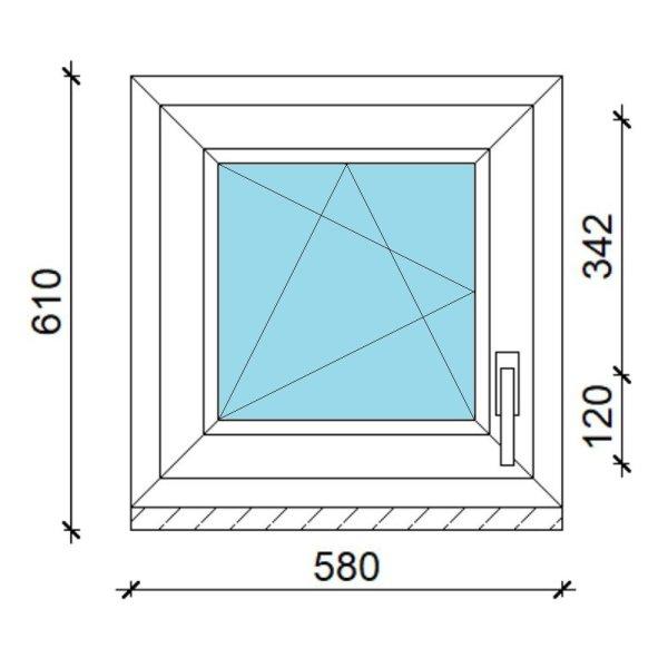 60x60 műanyag ablak, egyszárnyú, bukó/nyíló Gealan