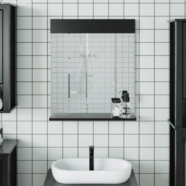 BERG fekete tömör fa fürdőszobatükör polccal 60 x 12 x 70 cm