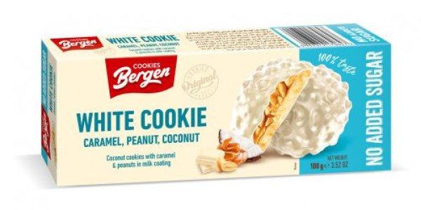 Bergen white cookie fehércsoki bevonatos kókuszos keksz hozzáadott cukor
nélkül 100 g