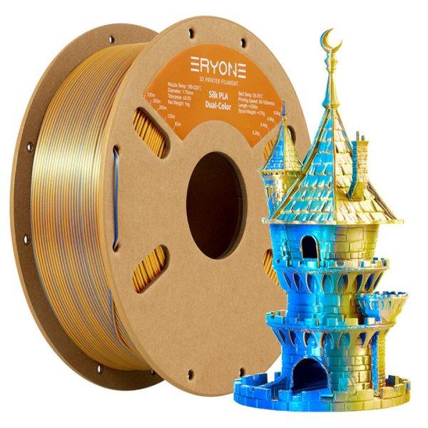 Eryone Silk PLA Dual Color selyemfényű arany és kék (gold & blue) 3D
nyomtató Filament 1.75mm, 1kg/tekercs
