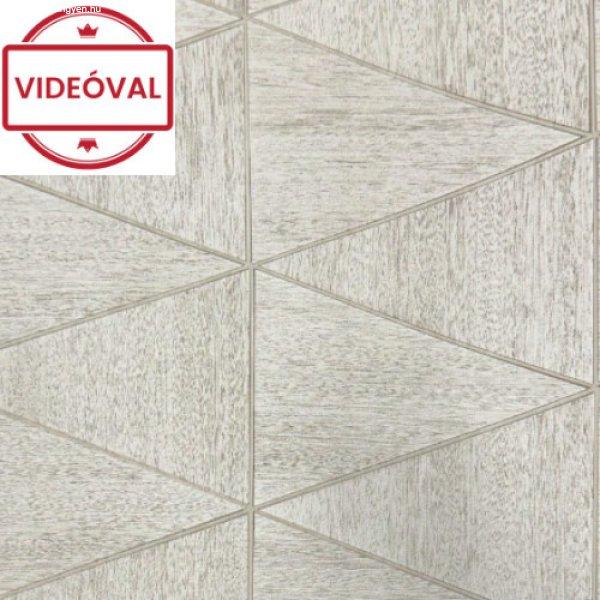 Travertino drapp, barna fa geometriai mintás tapéta 33358