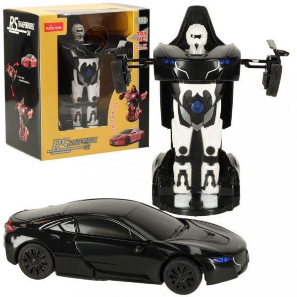 Mini autó-robot transzformer játék - fekete