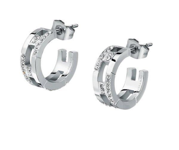 Trussardi Stílusos acél fülbevaló cirkónium
kövekkel T-Logo TJAXC70