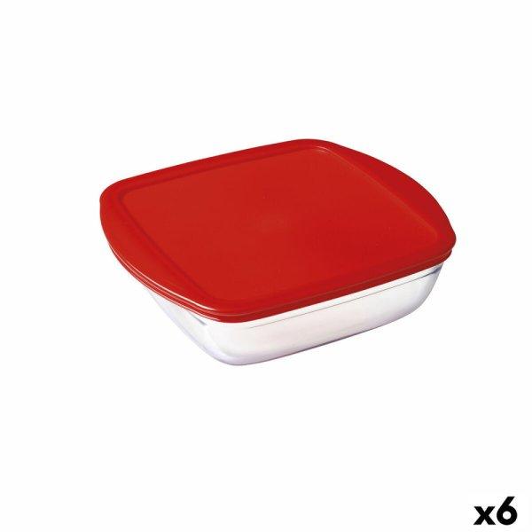 Négyzet alakú ebéd doboz fedéllel Ô Cuisine Cook & Store Piros 1 L 20 x 17
x 6 cm Szilikon Üveg (6 egység)