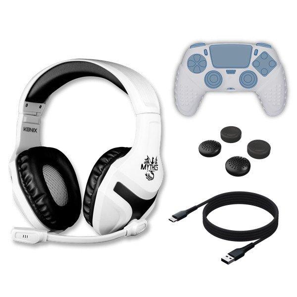 KONIX - MYTHICS PS5 Kezdő csomag (Fejhallgató + Töltő kábel + Thumb Grip +
Kontroller védő), Fehér