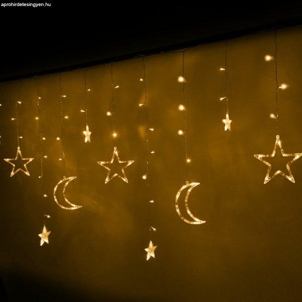 LED hold és csillag függönyfények 2.5m - meleg fehér
