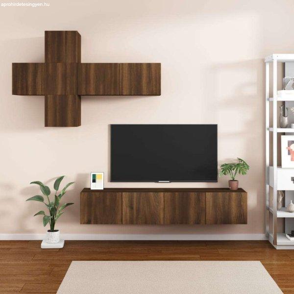 vidaXL 7 részes barna tölgy színű szerelt fa TV-szekrényszett