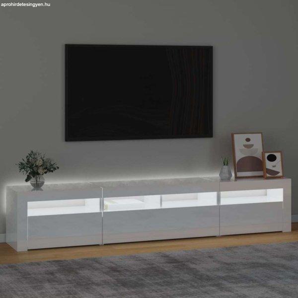 vidaXL magasfényű fehér TV-szekrény LED lámpákkal 210x35x40 cm
