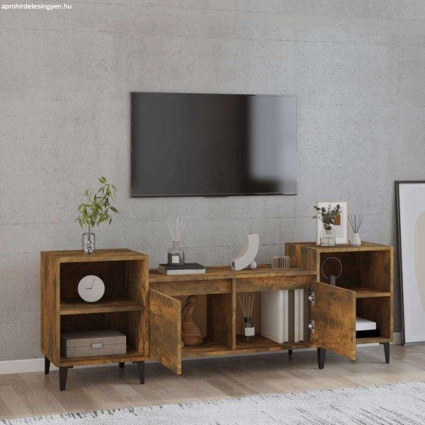 Füstös tölgyszínű szerelt fa tv-szekrény 160x35x55 cm