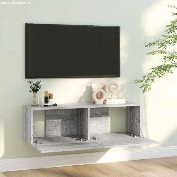 Szürke sonoma színű szerelt fa tv-szekrény 100 x 30 x 30 cm