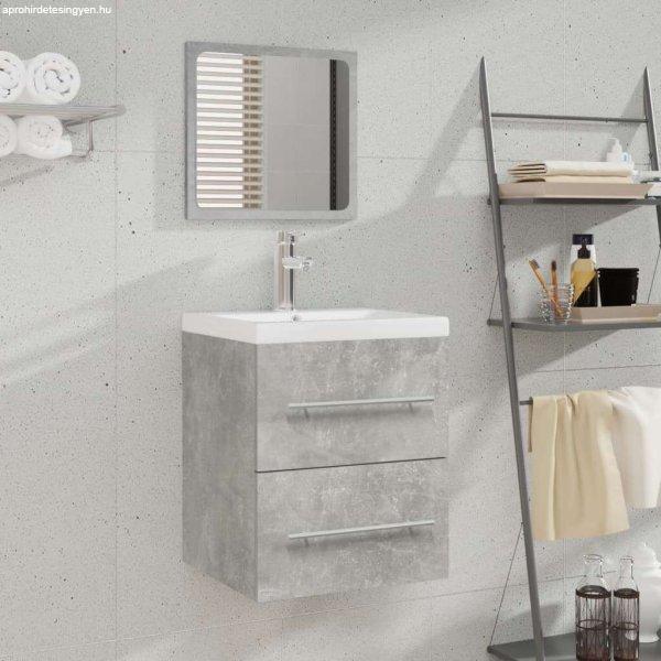 vidaXL betonszürke szerelt fa mosdószekrény beépített mosdóval