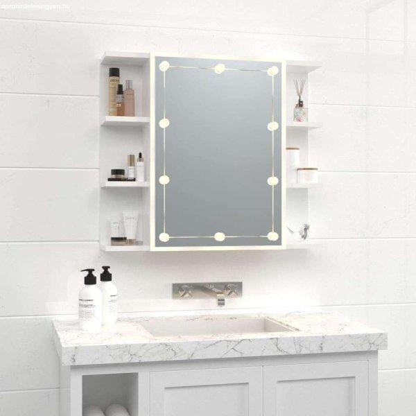 Magasfényű fehér tükrös szekrény led-ekkel 70 x 16,5 x 60 cm
