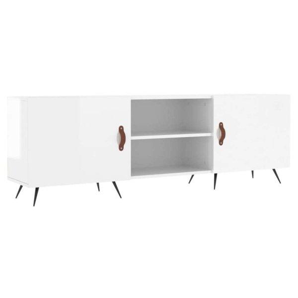 Fehér magasfényű műfa tv-szekrény 150x30x50 cm