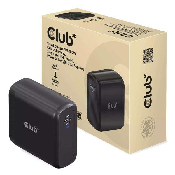 Club 3D USB-C Hálózati töltő - Fekete (100W)