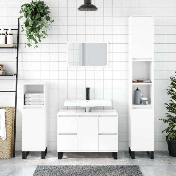 vidaXL magasfényű fehér szerelt fa fürdőszobaszekrény 30 x 30 x 100 cm