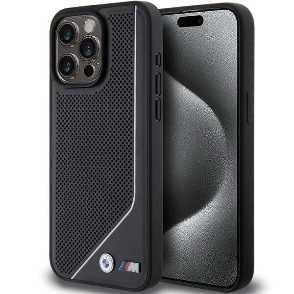 BMW Perforated Twisted Line MagSafe tok iPhone 15 Pro - fekete