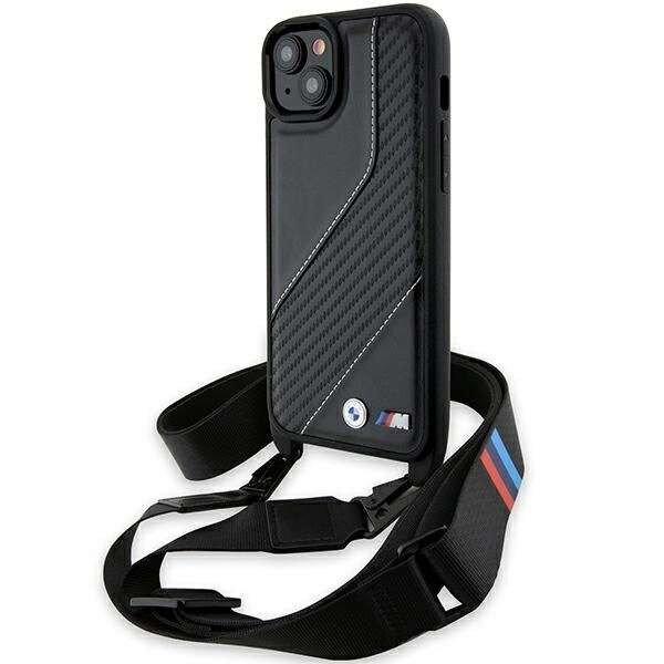 BMW M Edition Carbon Stripe & Strap tok iPhone 15 Plus / 14 Plus - fekete