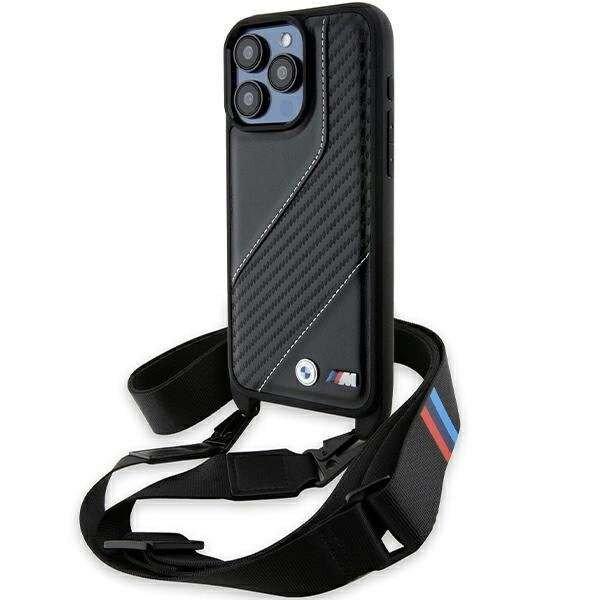 BMW M Edition Carbon Stripe & Strap tok iPhone 15 Pro - fekete