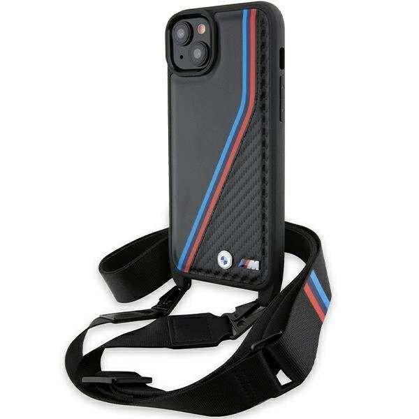 BMW M Edition Carbon Tricolor Lines & Strap tok iPhone 15/14/13 - fekete