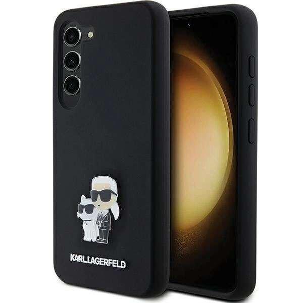 Karl Lagerfeld Silicone Karl&Choupette Metal Pin tok Samsung Galaxy S23 - fekete
