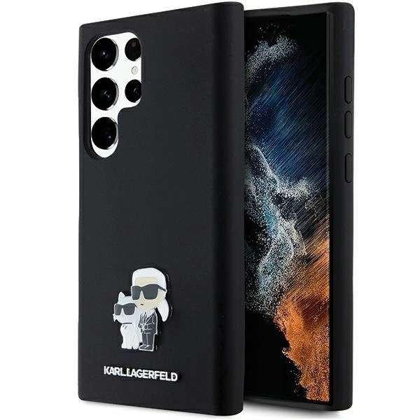 Karl Lagerfeld Silicone Karl&Choupette Metal Pin tok Samsung Galaxy S23 Ultra -
fekete