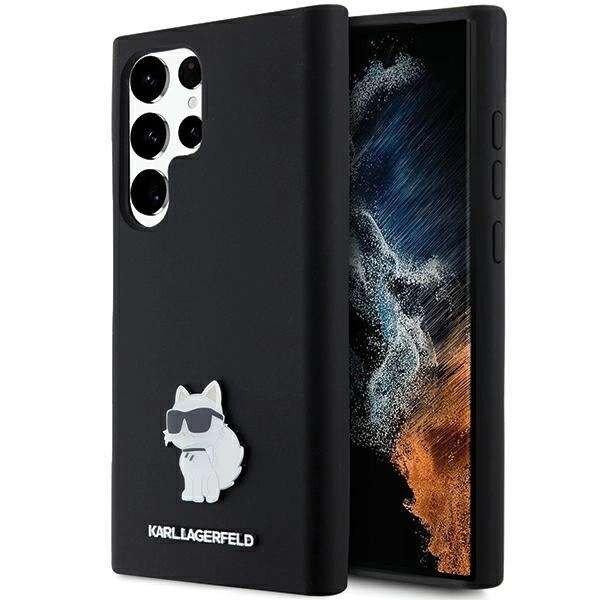 Karl Lagerfeld Silicone Choupette Metal Pin tok Samsung Galaxy S23 Ultra -
fekete