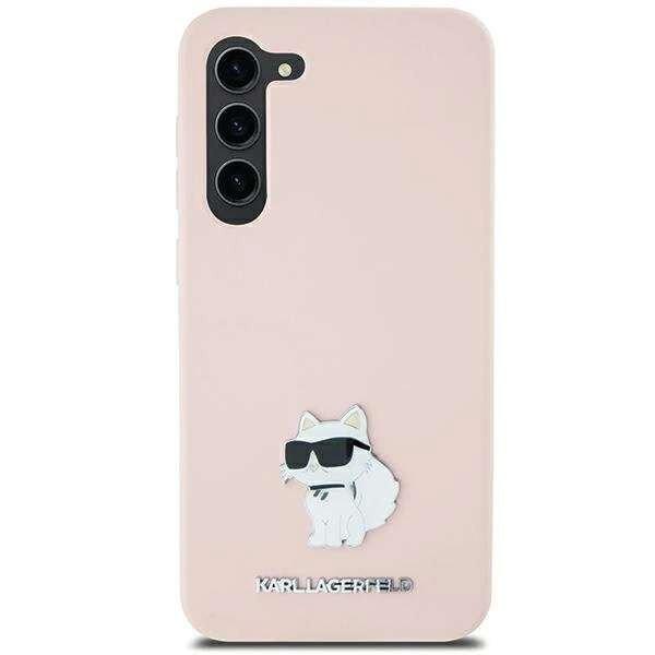 Karl Lagerfeld Silicone Choupette Metal Pin tok Samsung Galaxy S23 Ultra -
rózsaszín