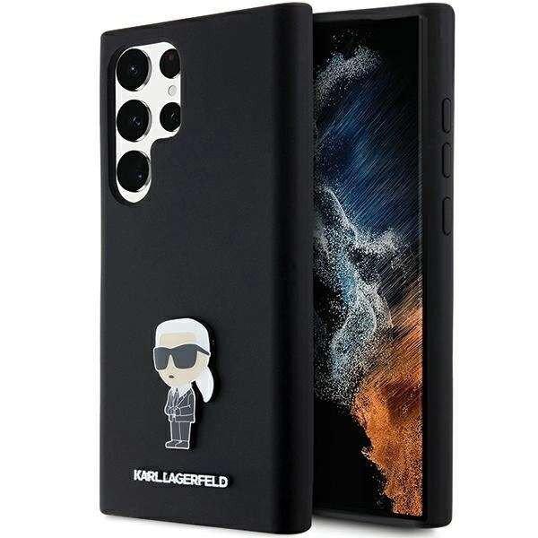 Karl Lagerfeld Silicone Ikonik Metal Pin tok Samsung Galaxy S23 Ultra - fekete