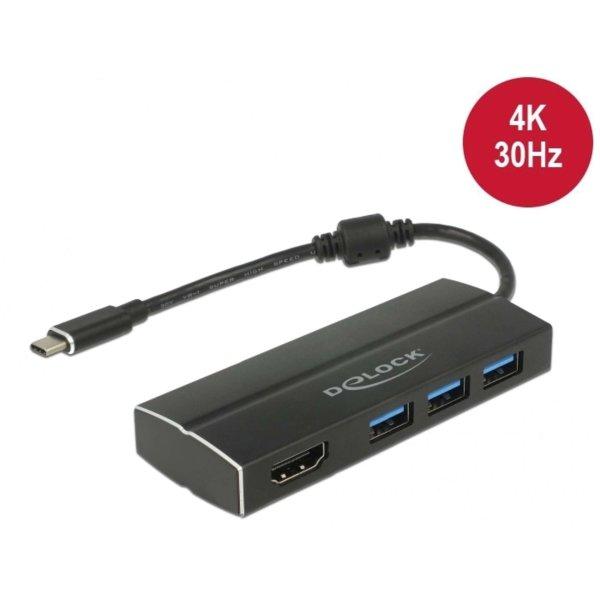 Delock USB 3.1 Gen 1 adapter USB Type-C 3 x 3.0 A-típusú USB 1 x HDMI (DP Alt
Mode) 4K 30 Hz (63931)