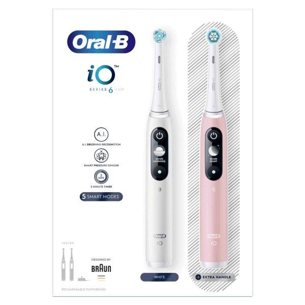  Oral-B iO6 Series Elektromos fogkefe DuoPack, fehér-rózsaszín