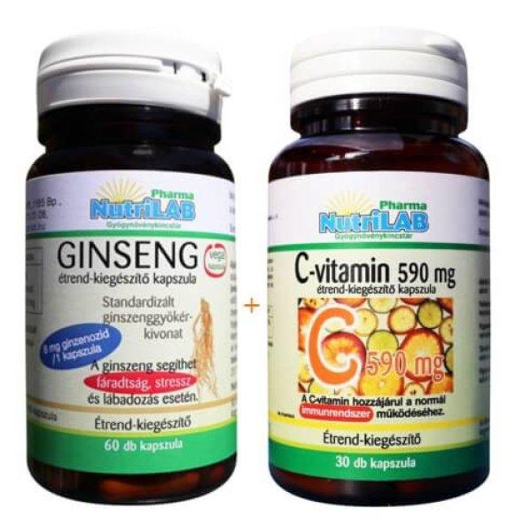 NutriLAB Ginseng + AJÁNDÉK C-vitamin - 60+30 db