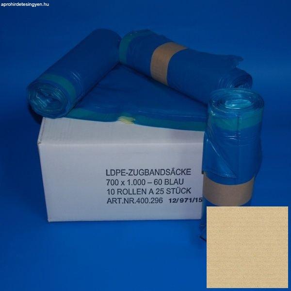 Zsák LDPE/reg 700x1000mm/35mikron, kék zárószalagos, 25db/tek., 250db/#