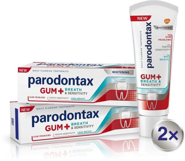 Parodontax Fogkrém fogíny-, lehelet- és
fogérzékenységi problémákra Gum and Sensitive Whitening
Duo 2 x 75 ml