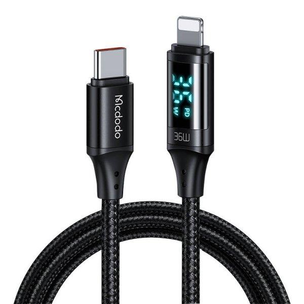Mcdodo CA-1030 USB-C-Lightning kábel, 36 W, 1,2 m (fekete)
