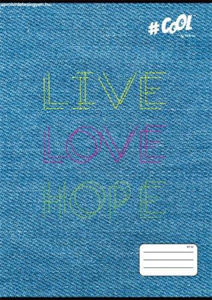 Füzet, tűzött, A4, kockás, 32 lap, COOL BY VICTORIA,
"Live-love-hope", "87-32"