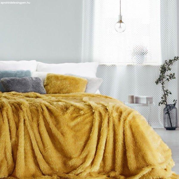 Tiffany szőrme hatású takaró Mustársárga 170x210 cm