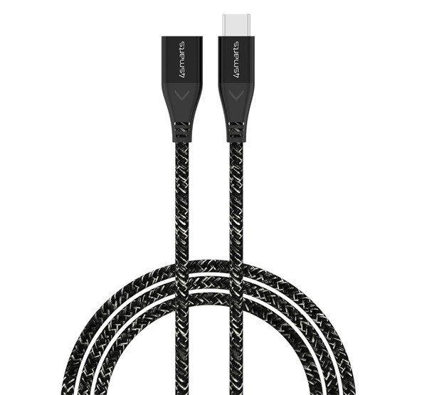 4smarts Extension USB Type-C kábel, 60W, 1.5m fekete / szürke