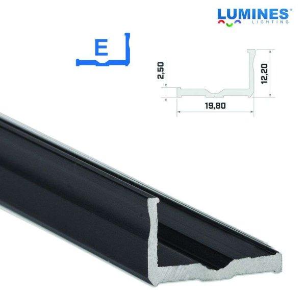 LED Alumínium Profil Széles L alakú [E] Fekete 2,02 méter