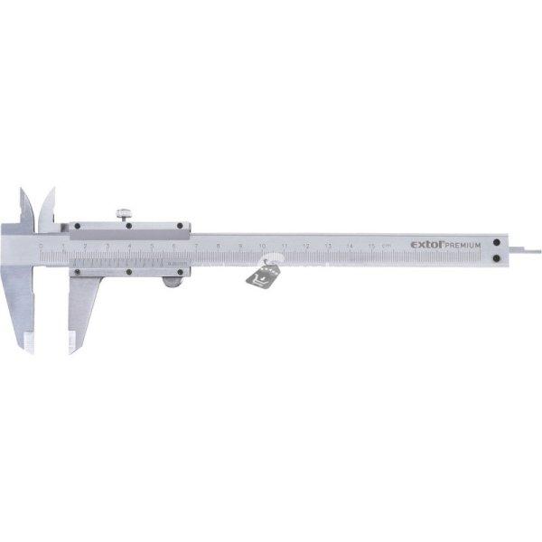 EXTOL PREMIUM tolómérő INOX (mélységmérővel) ; 0,05×150mm