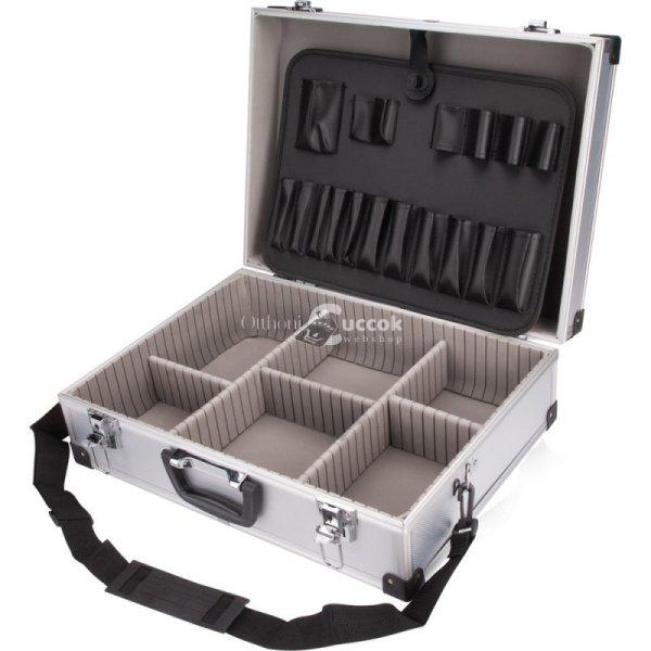 EXTOL CRAFT szerszámtáska (koffer) alumínium; 460×330×155 mm, ezüst
színű, hordszíjjal