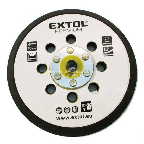 EXTOL PREMIUM tartalék gumi talp 8865038 rotációs csiszológéphez,
6''/150mm, 8 db lyuk, tépőzáras, max. 12.000/perc, vastagság: 10mm